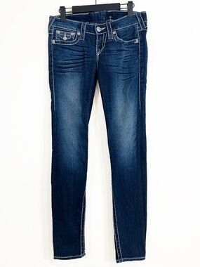 True Religion Ultra Low Rise Skinny Jeans Dark Wash Size 28 Y2K 90s Retro